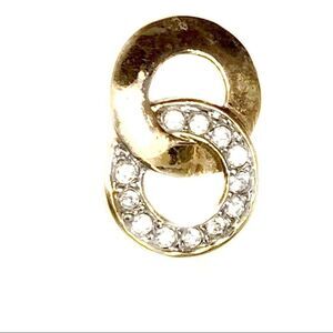 Vintage rhinestone gold chain design modern design pierced back earrings.